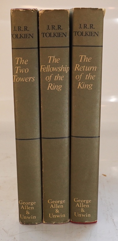 Tolkien, J.R.R. - The Lord of the Rings. 2nd edition, 6th impression, 3 vols. text map and 3 folded maps (all with outline colour); publisher's cloth and d/wrappers. 1971; sold with: Hemingway, Ernest - Across the River